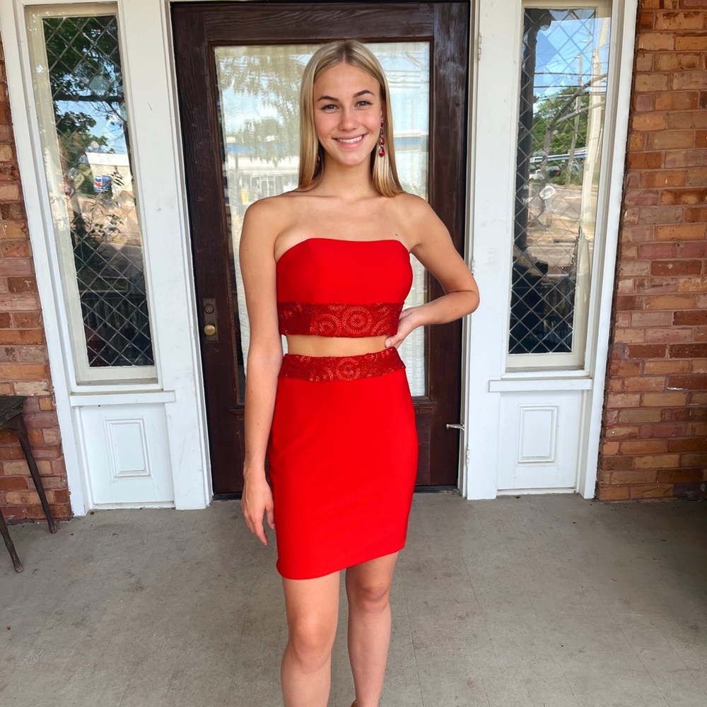 *SALE* Red Rachel Allan two piece short dress - originally $549